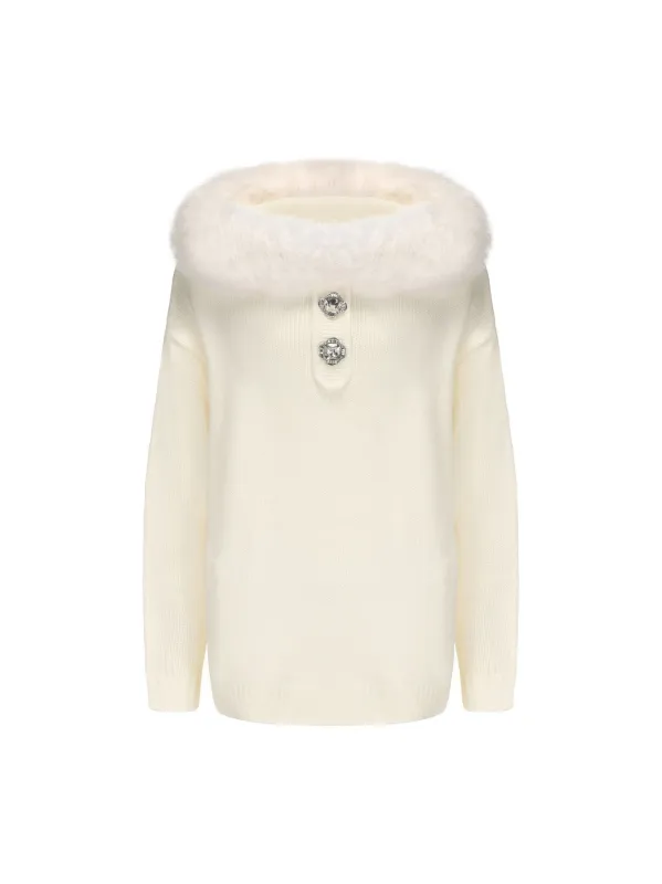 Ava Fur Sweatshirt (White) (Final Sale) made by Nana Jacqueline