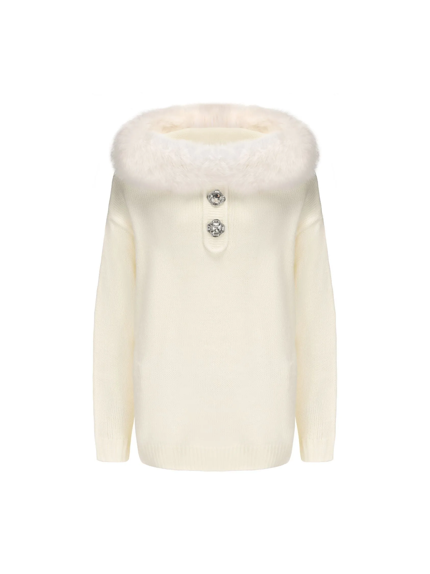 Ava Fur Sweatshirt (White) (Final Sale) sold by Nana Jacqueline