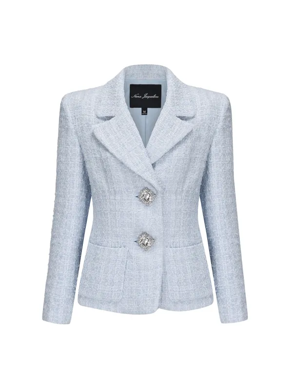 Maya Textured Lapel Blue Suit Jacket (Final Sale) made by Nana Jacqueline