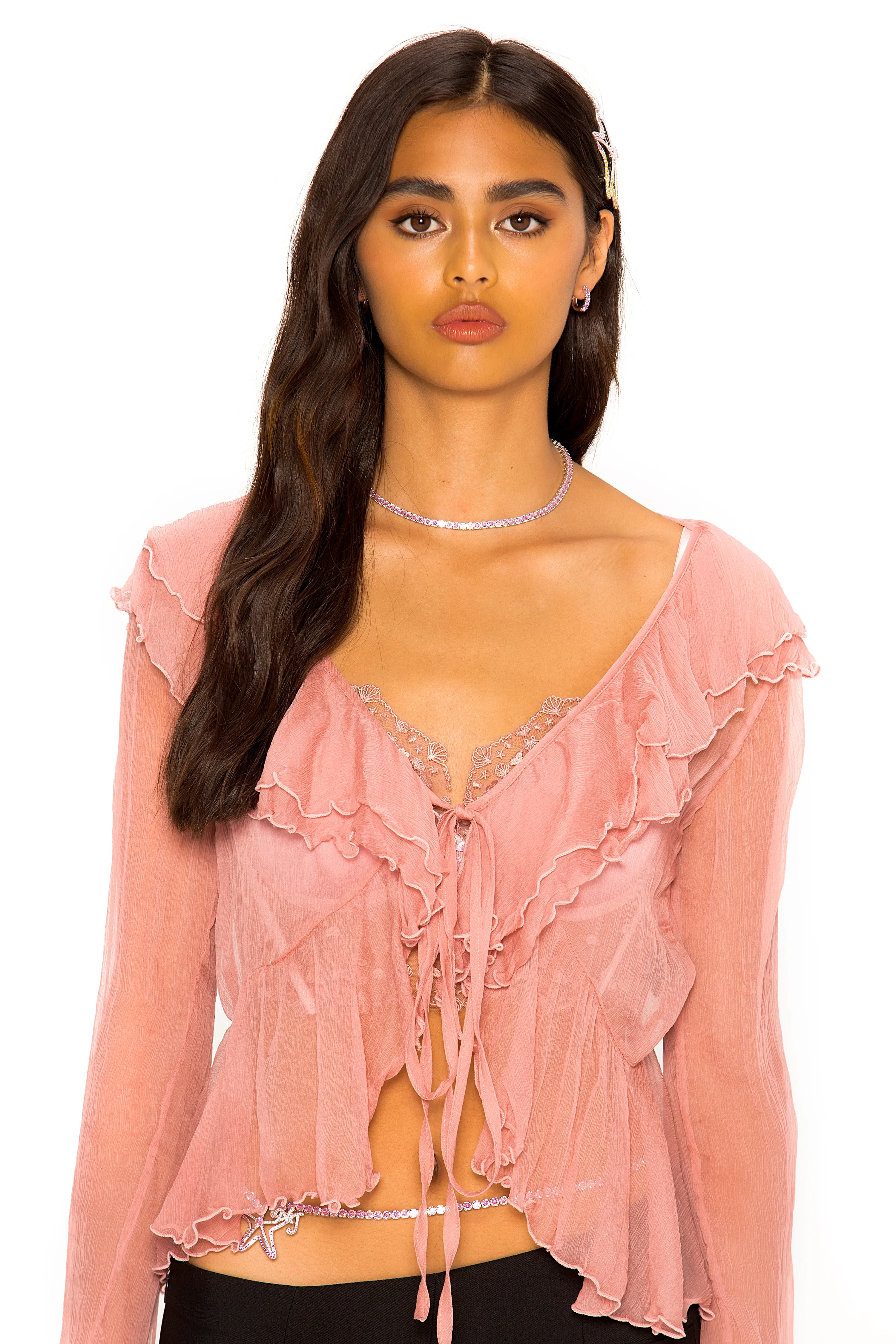 Gabriella Cardigan Top (Pink) sold by Nana Jacqueline product image thumbnail 2