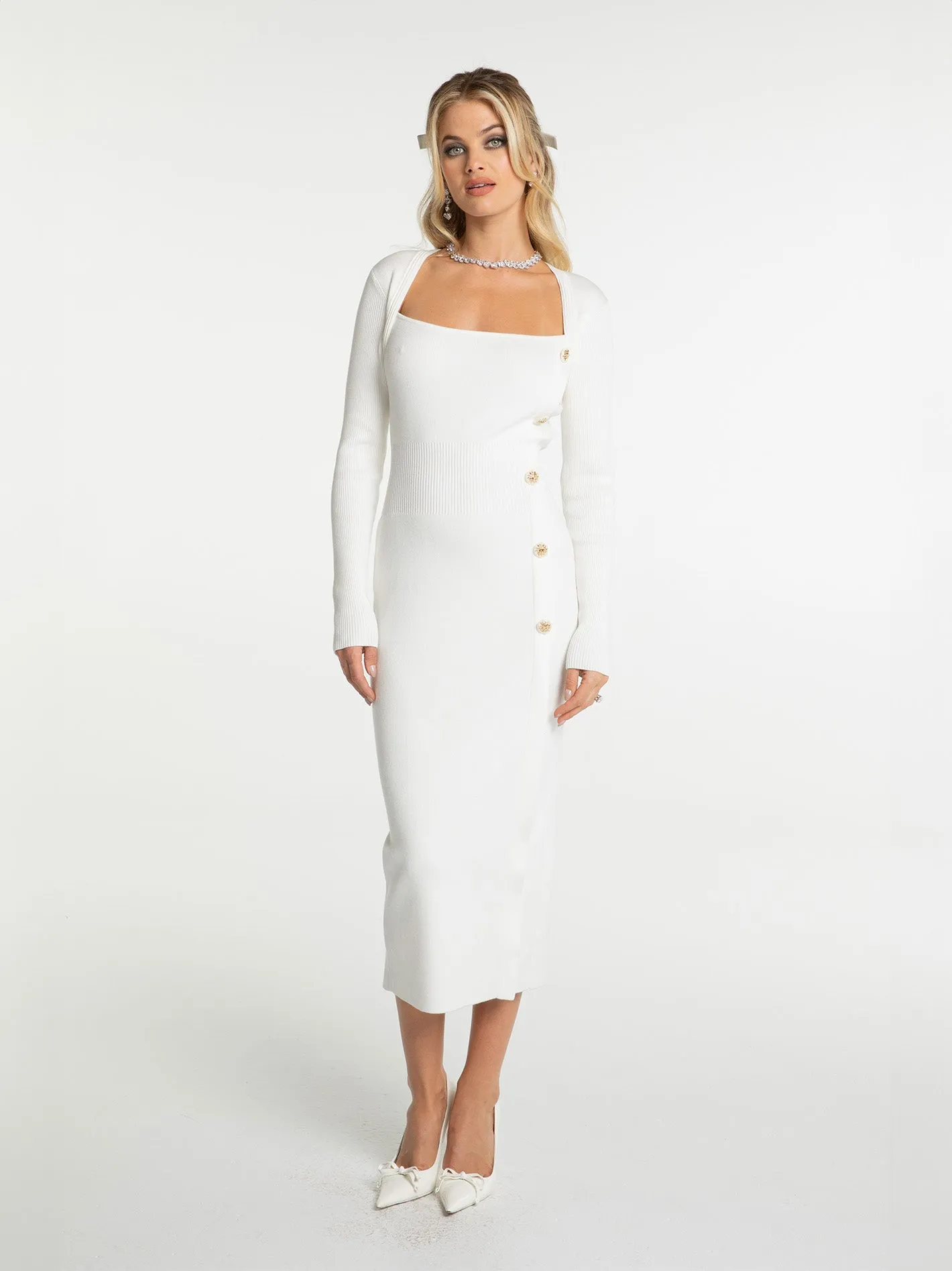 Rylee Knit Dress (White) (Final Sale) sold by Nana Jacqueline product image thumbnail 5