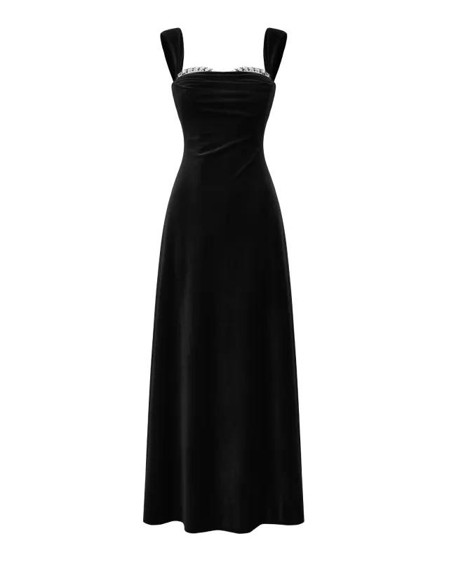 Belle Velvet Maxi Dress (Black) made by Nana Jacqueline