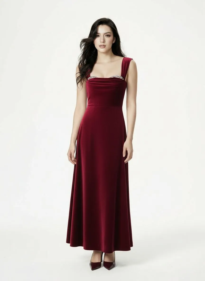 Belle Velvet Maxi Dress (Red) sold by Nana Jacqueline product image thumbnail 2