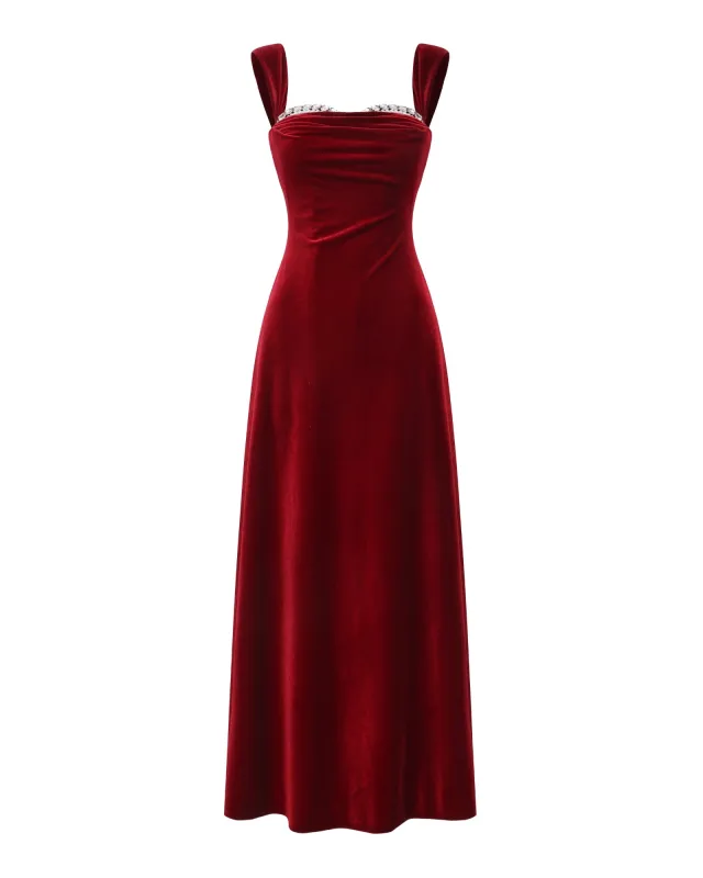 Belle Velvet Maxi Dress (Red) sold by Nana Jacqueline