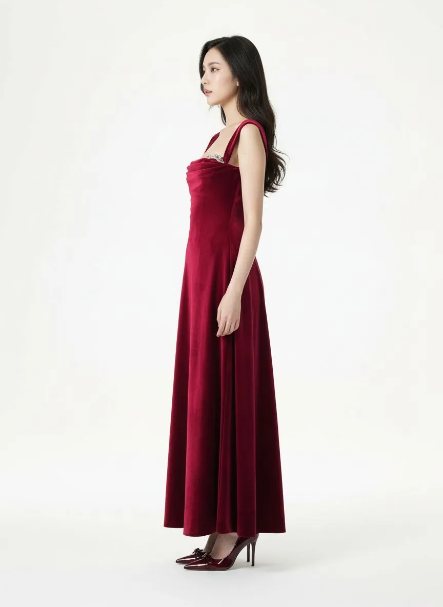 Belle Velvet Maxi Dress (Red) sold by Nana Jacqueline product image thumbnail 3