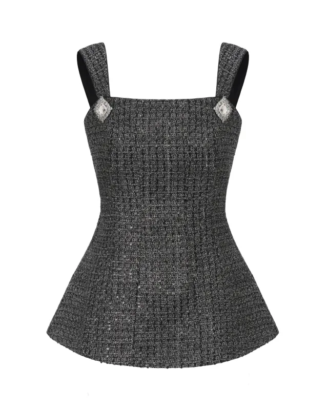 Anabella Bow Top (Black & Silver) sold by Nana Jacqueline