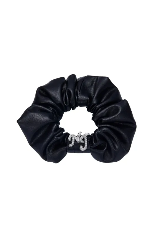 Aimee Leather Crystal Detail Black Scrunchie sold by Nana Jacqueline