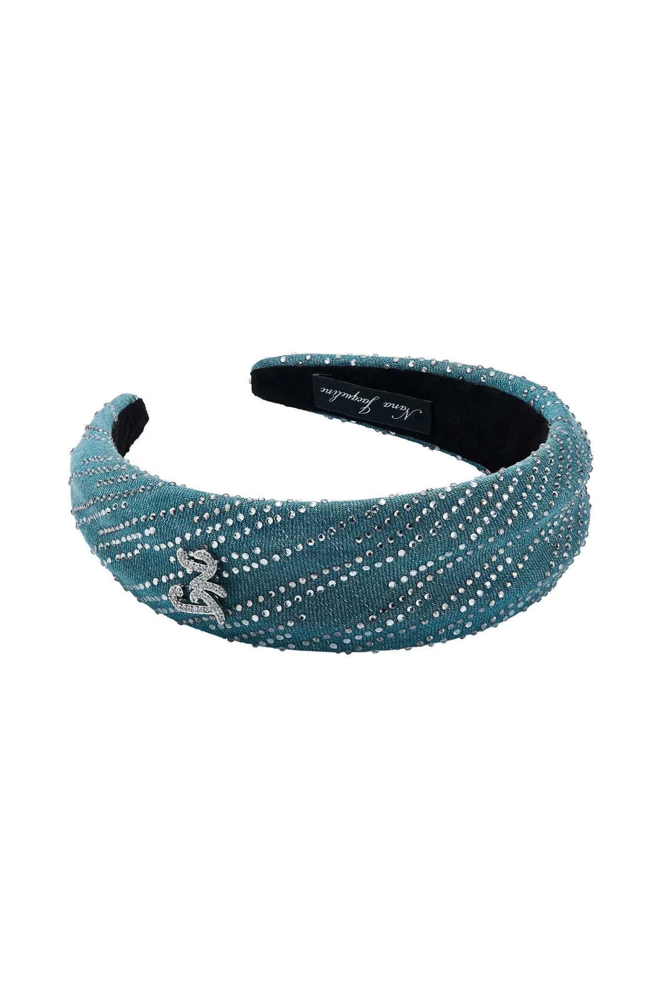 Felicia Crystal-Detail Blue Denim Headband sold by Nana Jacqueline product image thumbnail 3