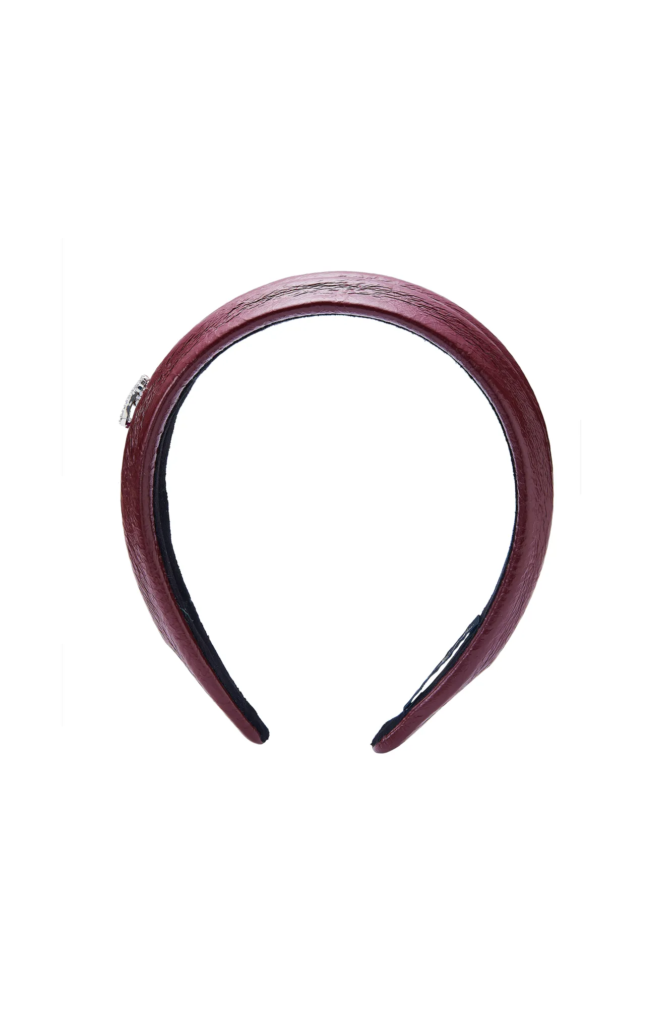 Eugenie Crystal-Detail Wine Red Leather Headband sold by Nana Jacqueline product image thumbnail 2