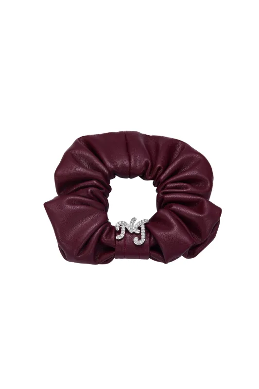 Aimee Leather Crystal Detail Wine Red Scrunchie sold by Nana Jacqueline