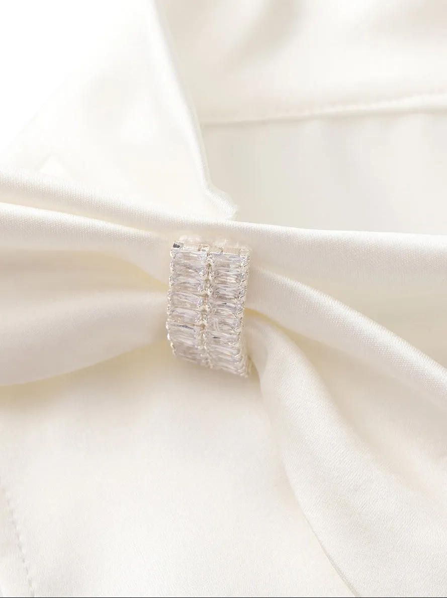 Lily Satin Bow Detail White Top sold by Nana Jacqueline product image thumbnail 5