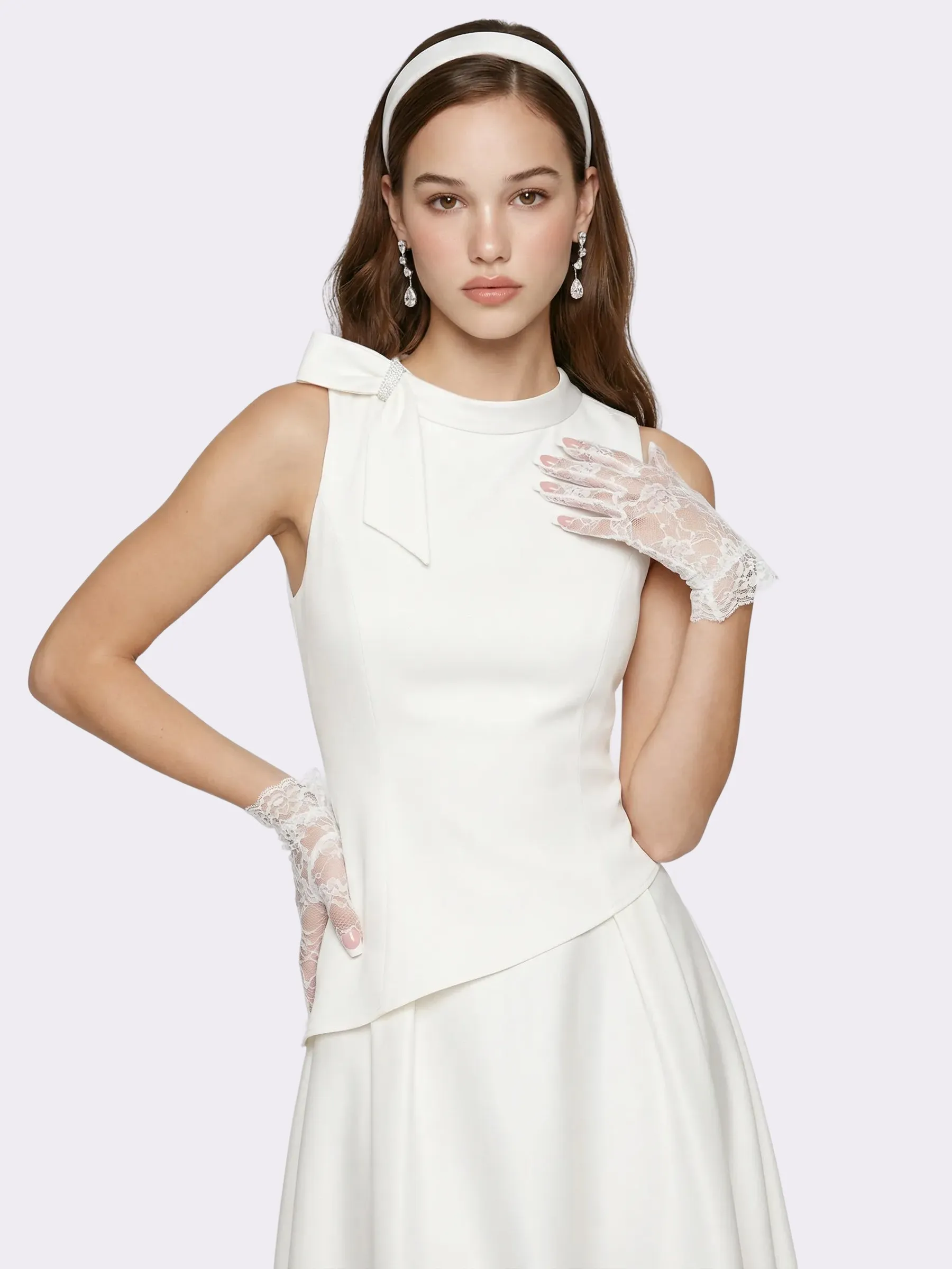 Lily Satin Bow Detail White Top sold by Nana Jacqueline product image thumbnail 2