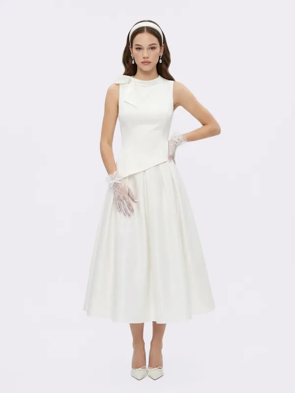 Lily Satin Bow Detail White Top made by Nana Jacqueline