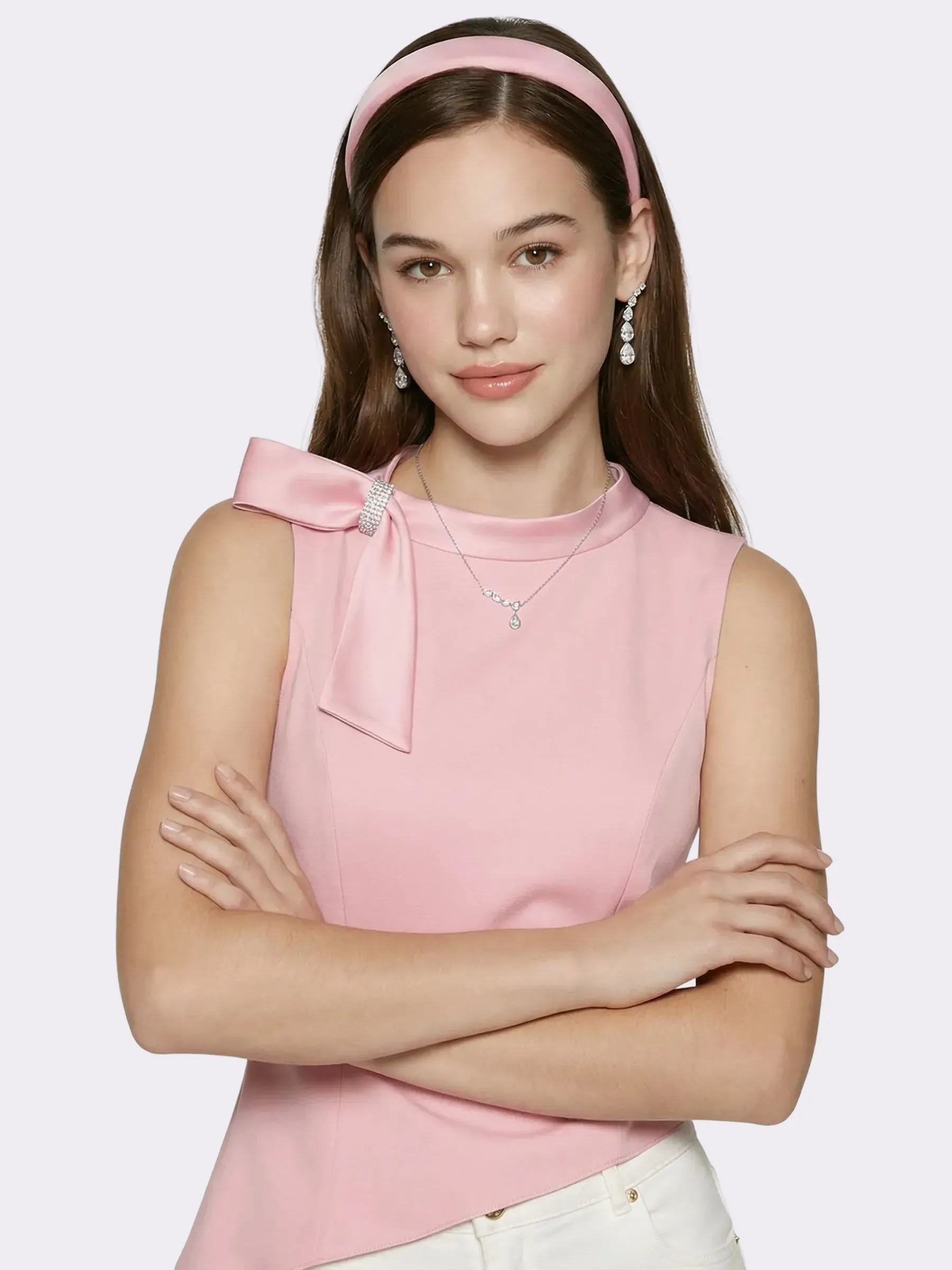Lily Satin Bow Detail Pink Top sold by Nana Jacqueline product image thumbnail 2