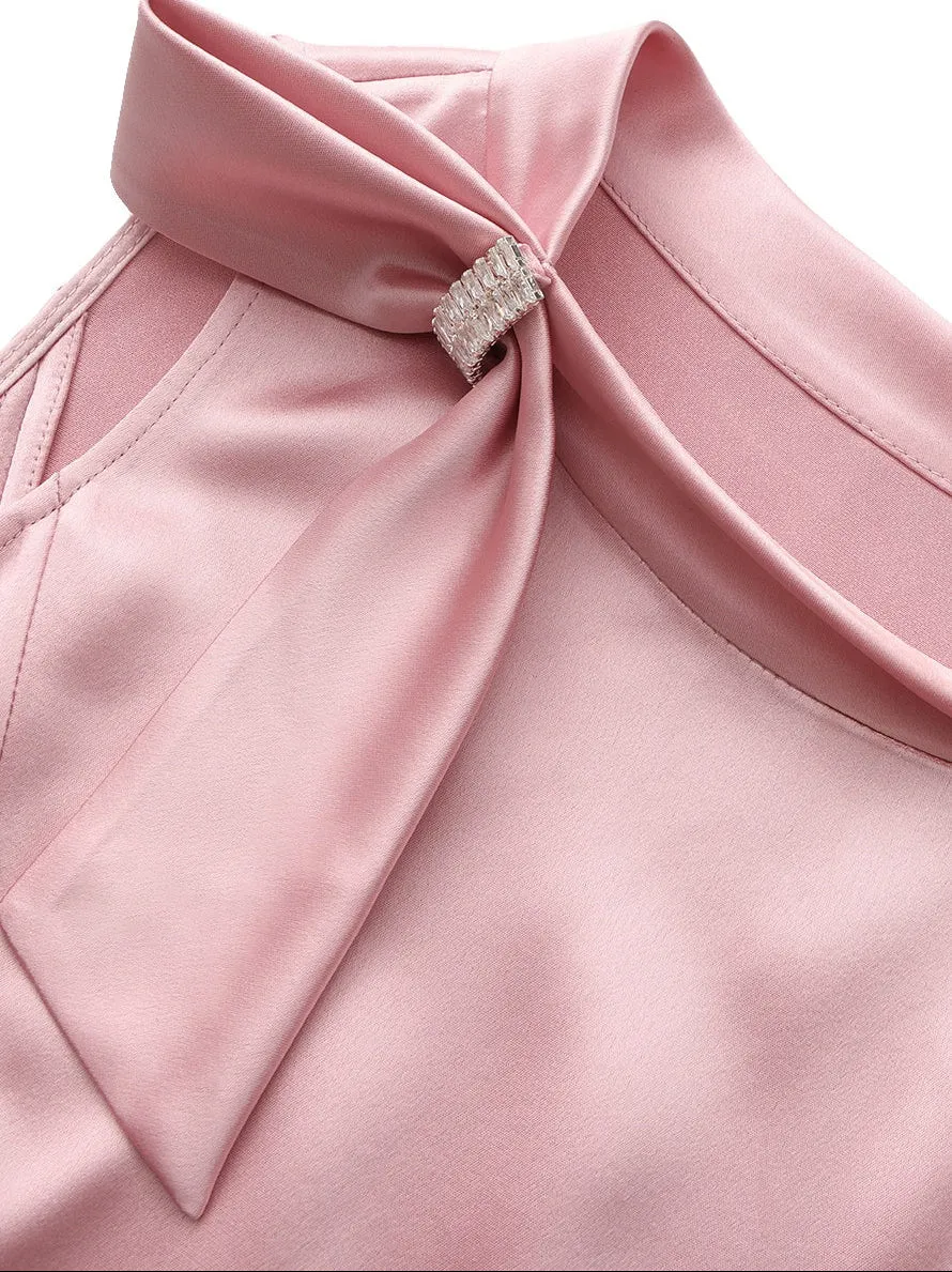 Lily Satin Bow Detail Pink Top sold by Nana Jacqueline product image thumbnail 5