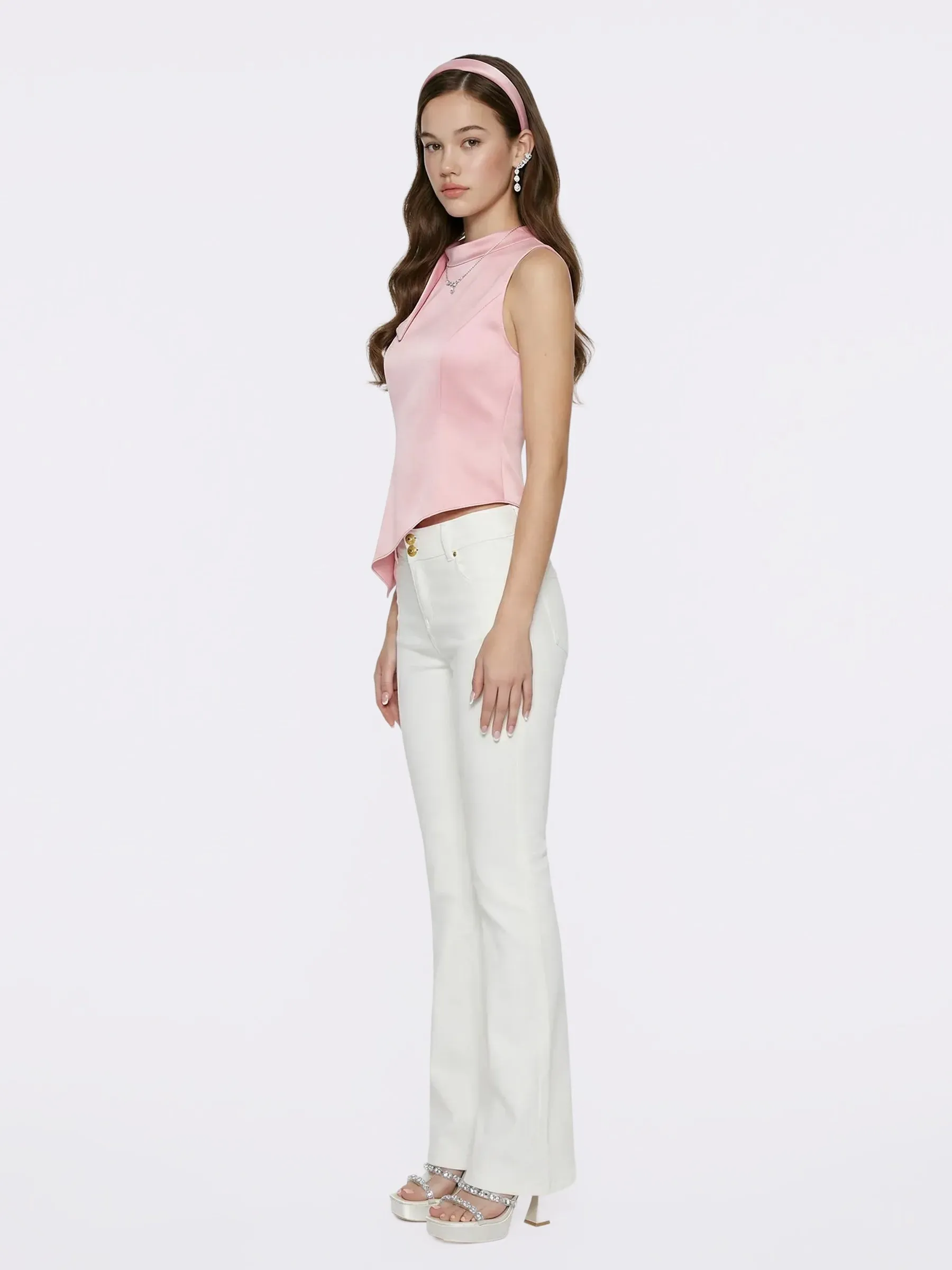 Lily Satin Bow Detail Pink Top sold by Nana Jacqueline product image thumbnail 3