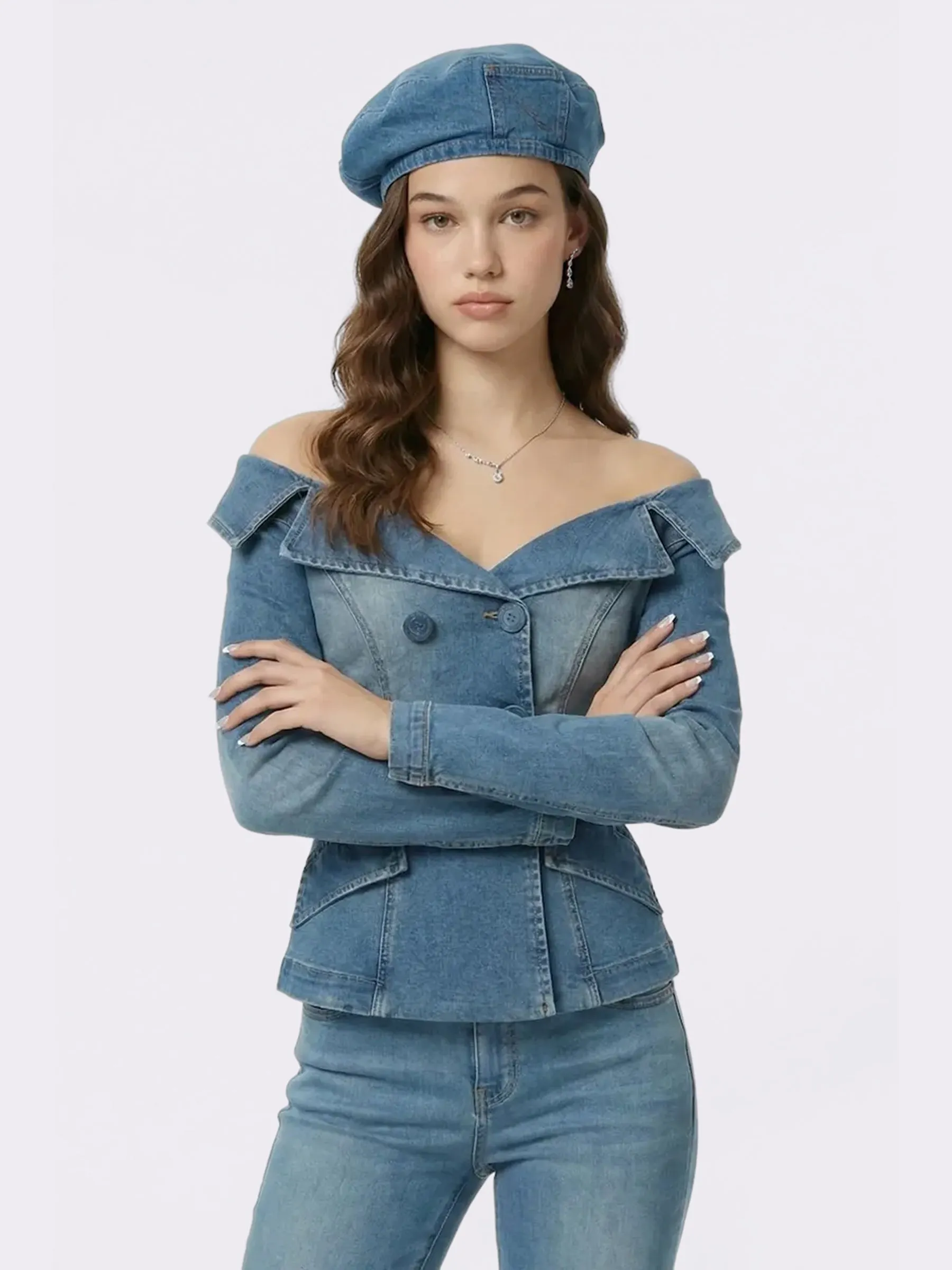 Monique Tailored Light Blue Denim Top sold by Nana Jacqueline product image thumbnail 2