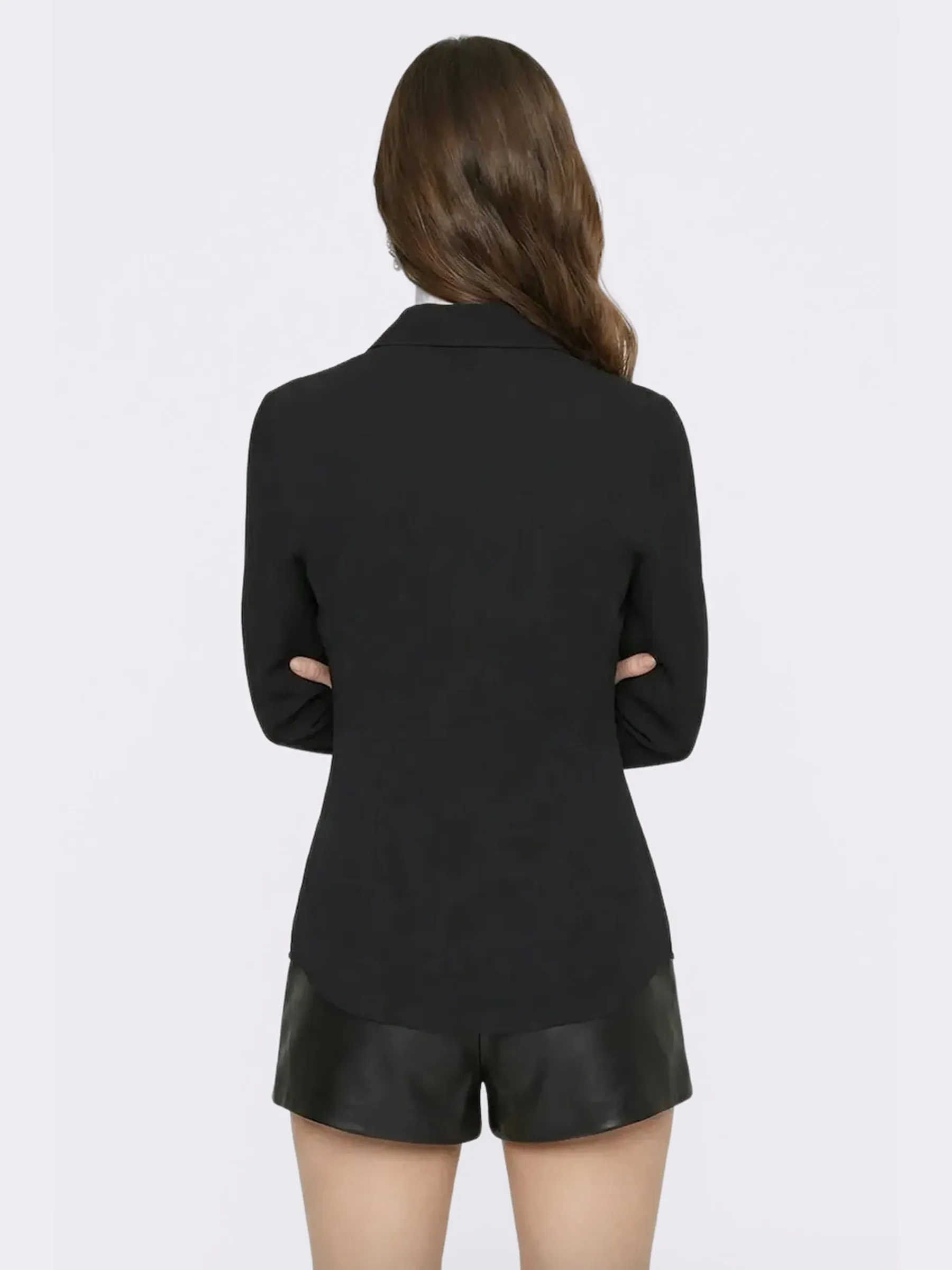 Georgina Tailored Long Sleeve Black Button-Down Shirt sold by Nana Jacqueline product image thumbnail 4