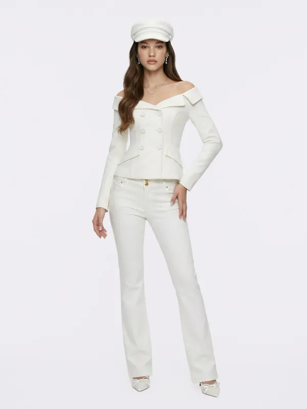 Claudine Off-Shoulder White Cropped Top made by Nana Jacqueline