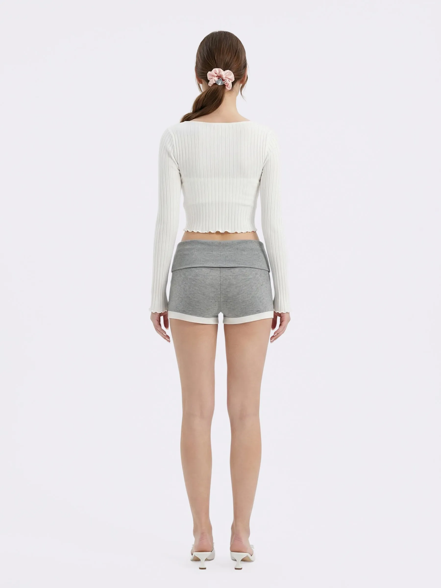 Jane Cropped Ribbed White Knit Cardigan sold by Nana Jacqueline product image thumbnail 5