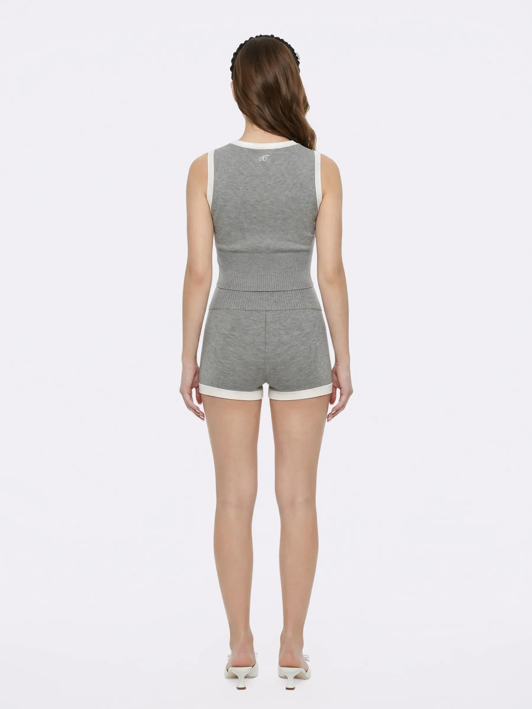 Millie Fold-Over Waistband Grey Knit Shorts sold by Nana Jacqueline product image thumbnail 5
