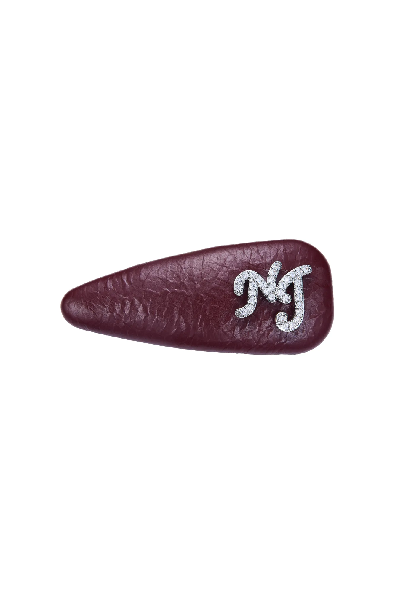 Eloise Crystal-Detail Wine Red Leather Hair Clip Set sold by Nana Jacqueline
