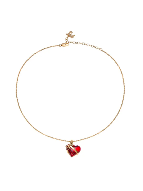 Eléa Bow-Ribbon Heart Red Necklace (Final Sale) made by Nana Jacqueline