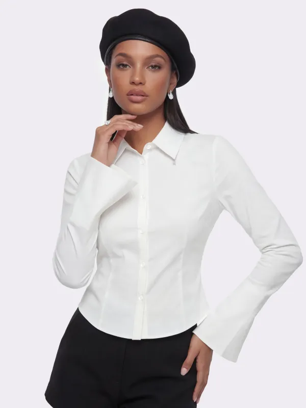 Chantal Bell-Sleeve White Shirt made by Nana Jacqueline
