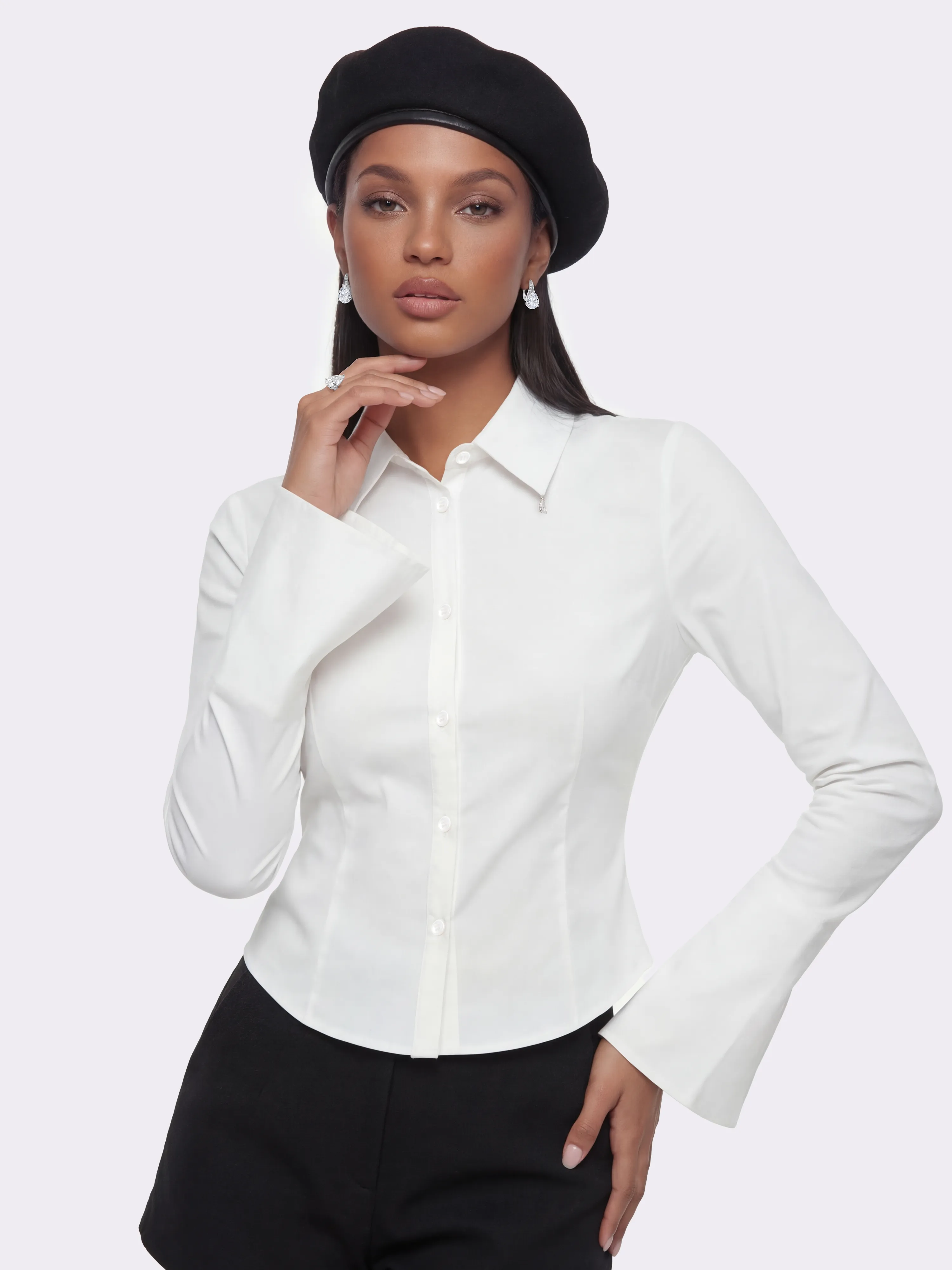 Chantal Bell-Sleeve White Shirt sold by Nana Jacqueline