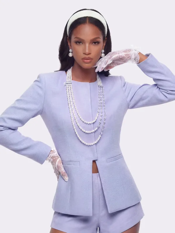 Natalia Tailored Hidden-Placket Purple Blazer made by Nana Jacqueline