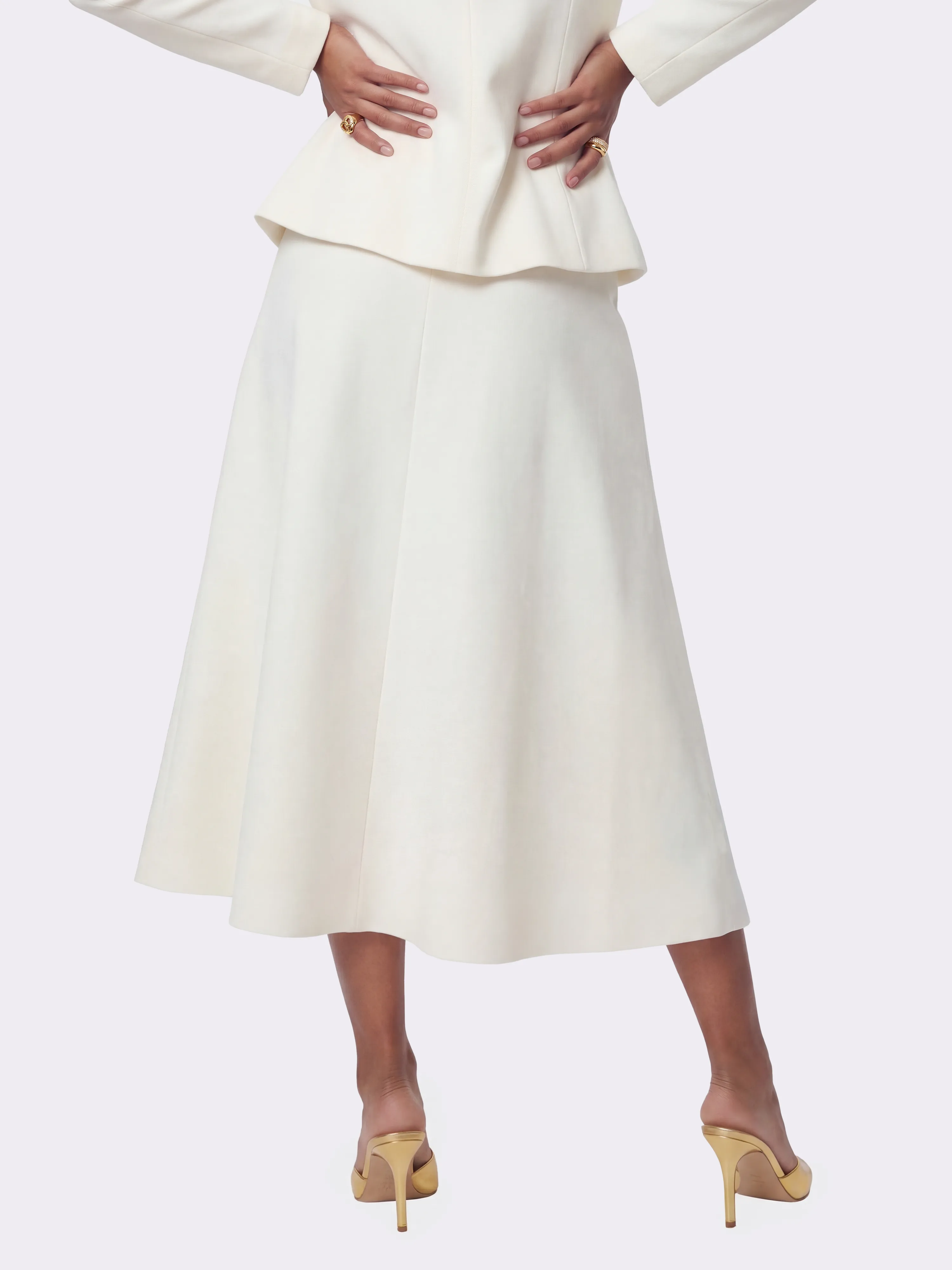 Natalia Tailored A-Line White Midi Skirt sold by Nana Jacqueline product image thumbnail 4