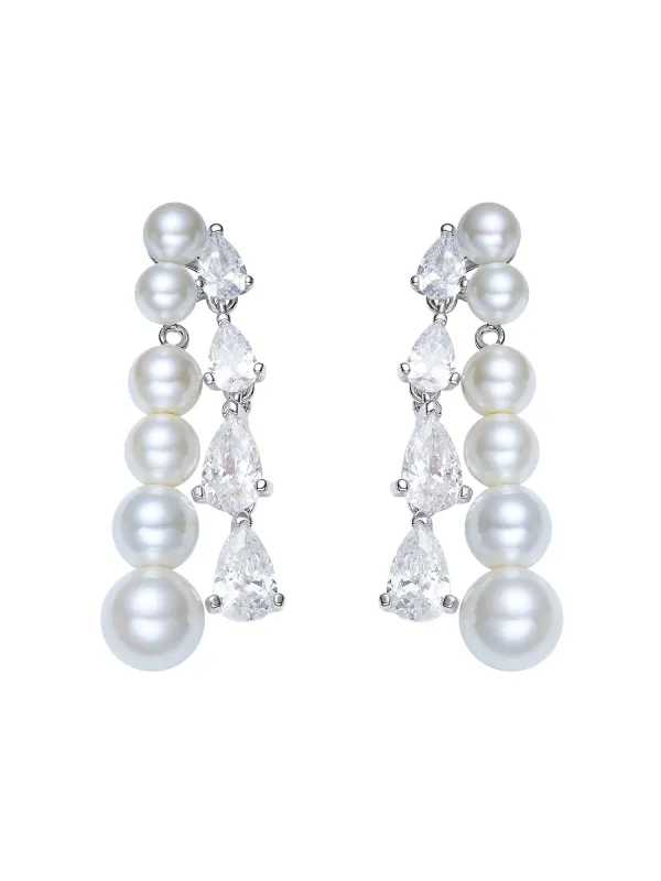 Adriana Pearl and Crystal Drop Earrings made by Nana Jacqueline
