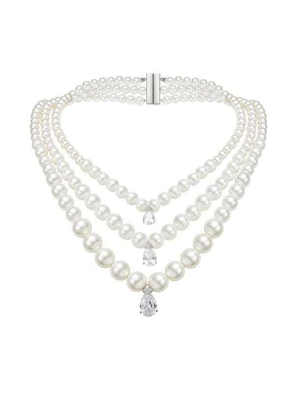 Adriana Layered Pearl Drop Necklace made by Nana Jacqueline