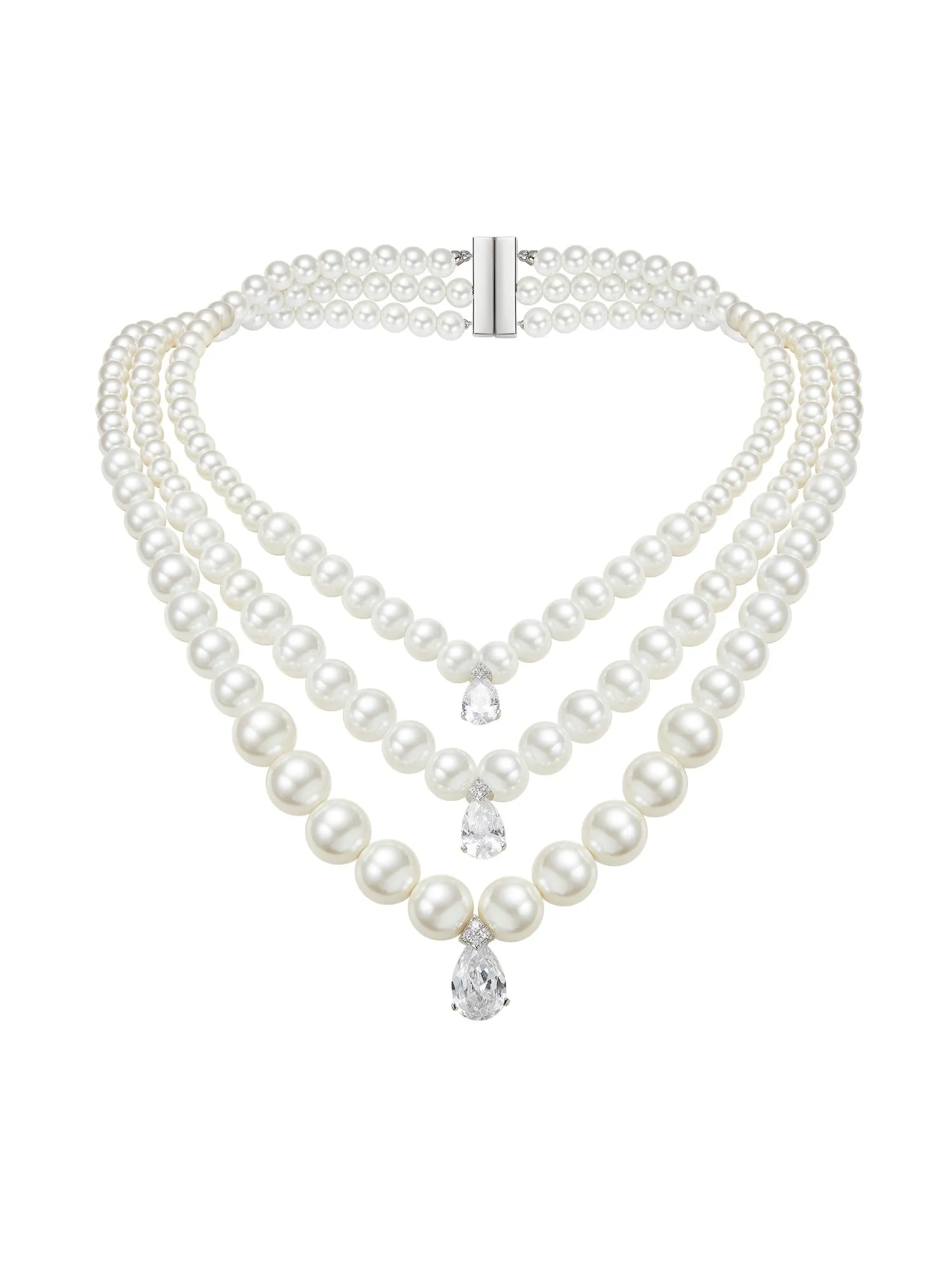 Adriana Layered Pearl Drop Necklace sold by Nana Jacqueline