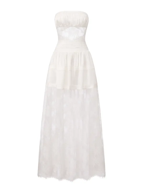 Amelie Lace Strapless White Dress made by Nana Jacqueline