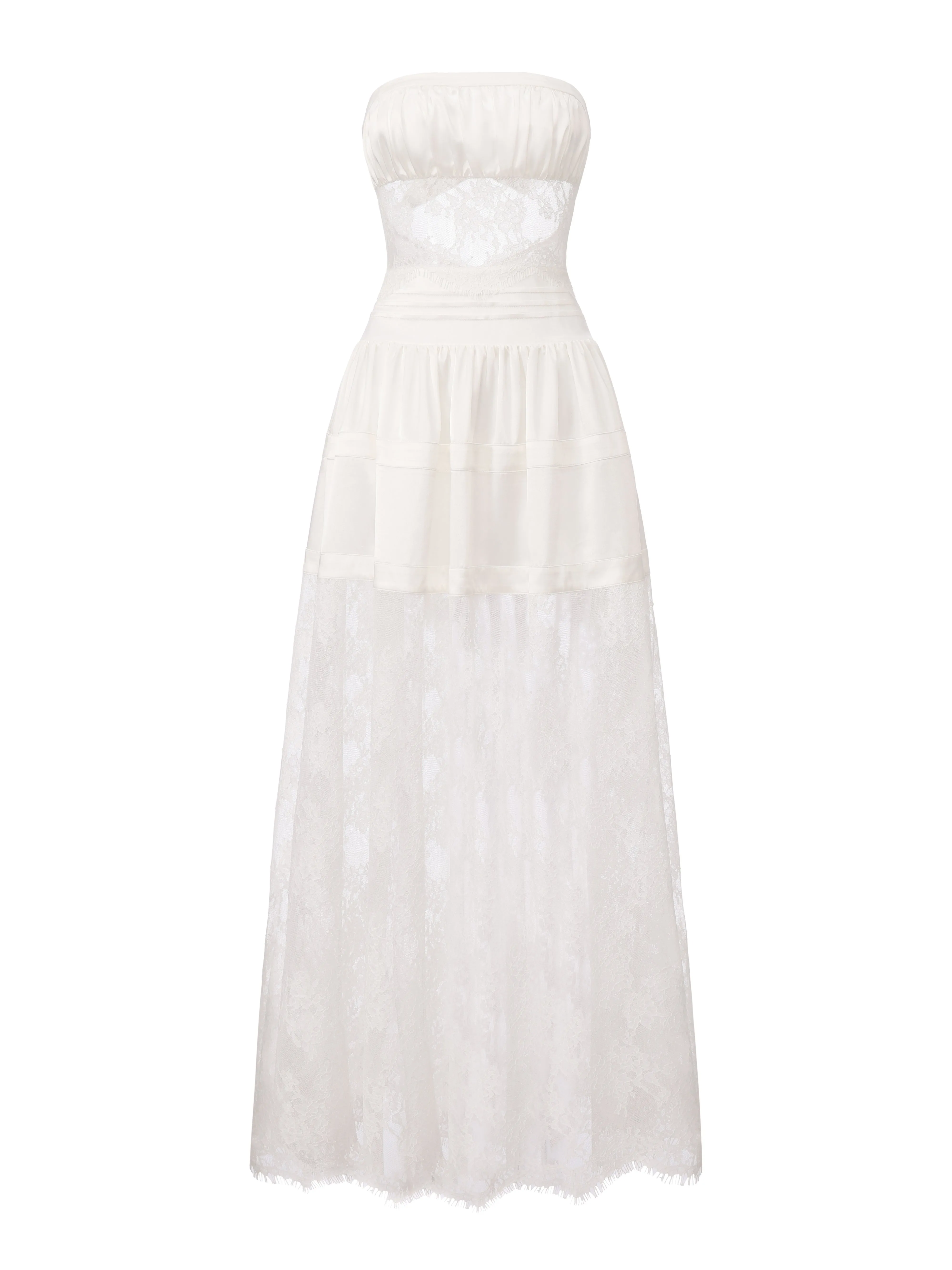 Amelie Lace Strapless White Dress sold by Nana Jacqueline