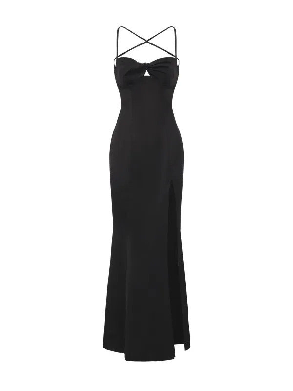 Brielle Twist-Front Black Dress made by Nana Jacqueline