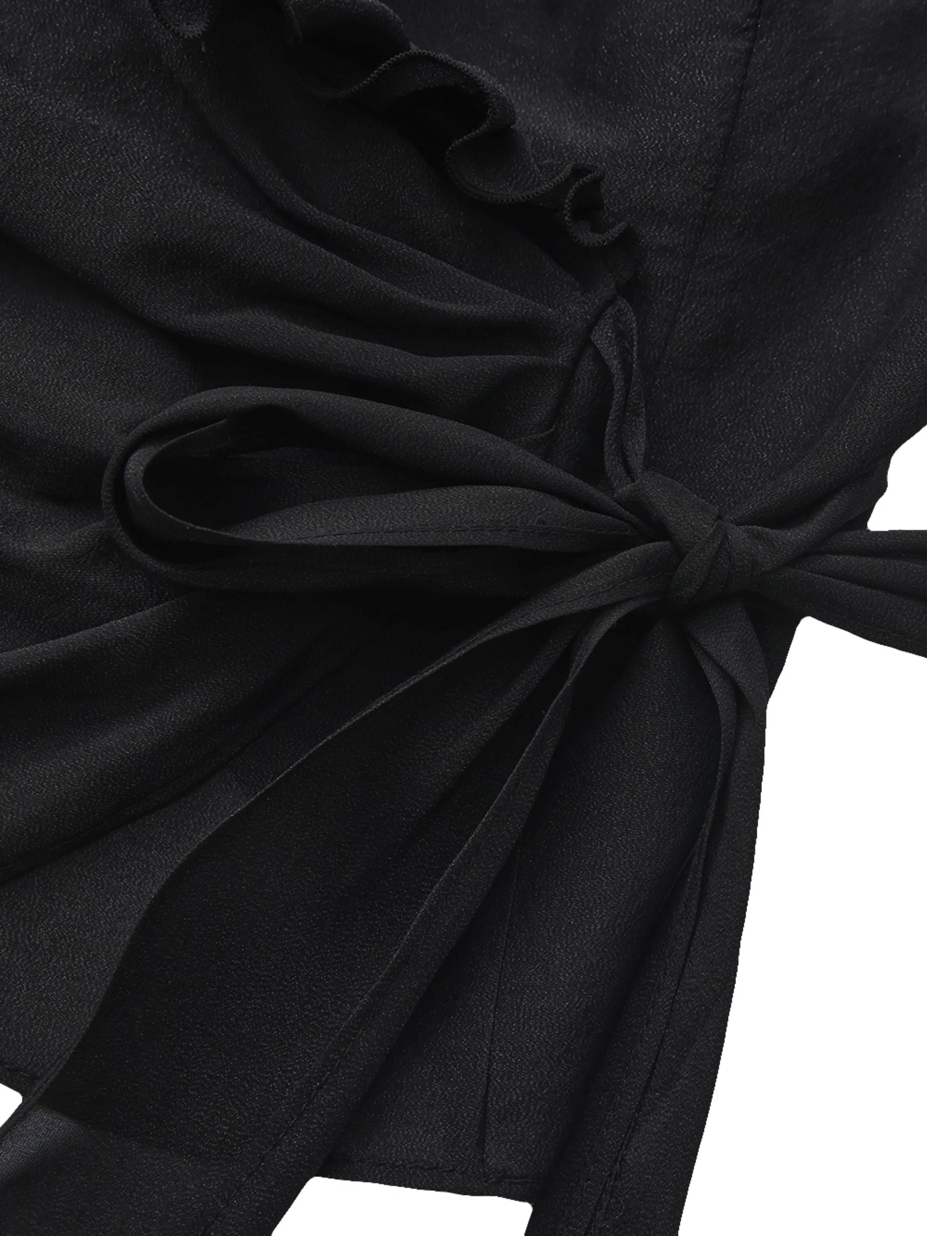 Charlotte Ruffle Black Wrap Top sold by Nana Jacqueline product image thumbnail 3