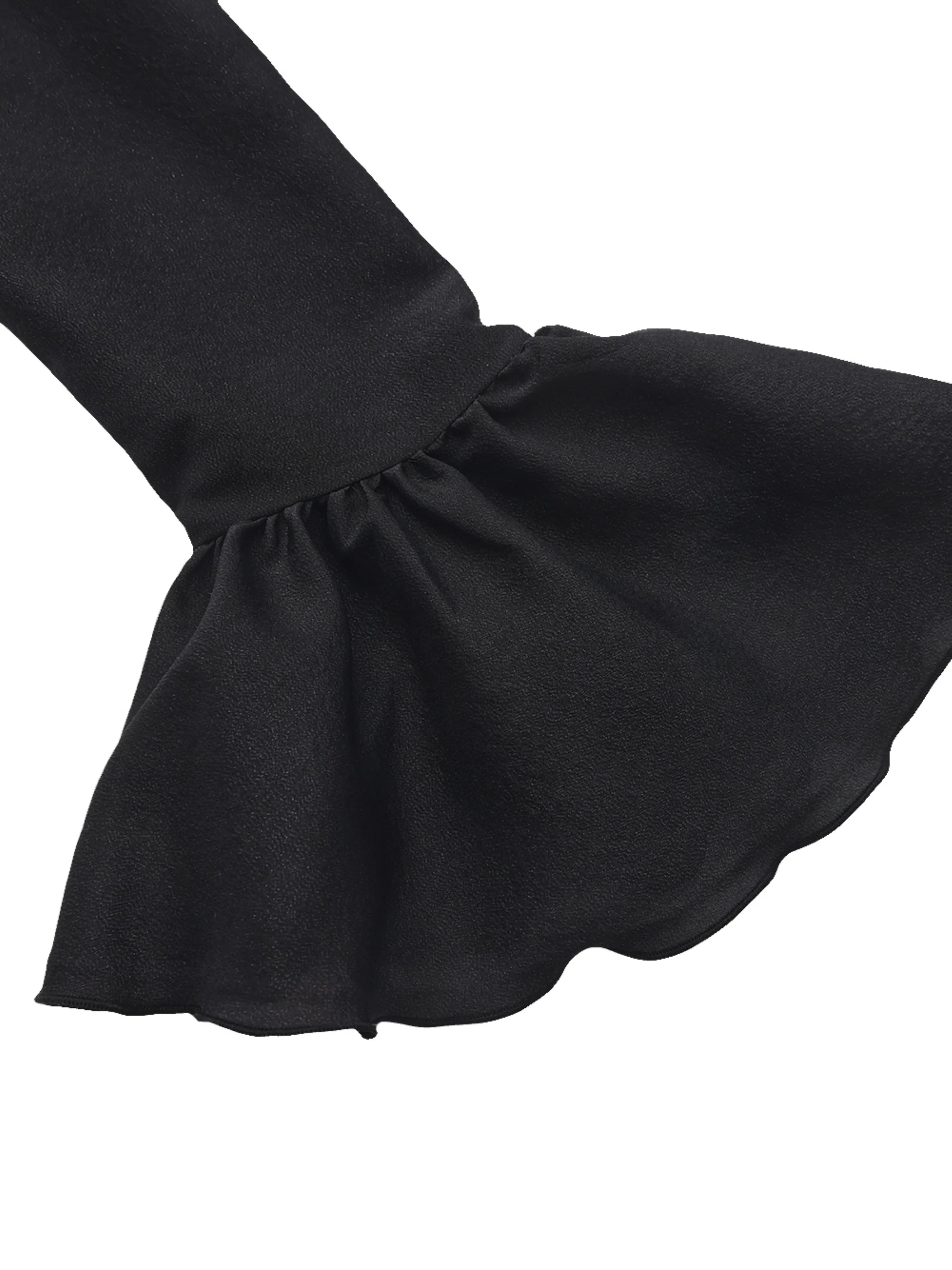 Charlotte Ruffle Black Wrap Top sold by Nana Jacqueline product image thumbnail 4