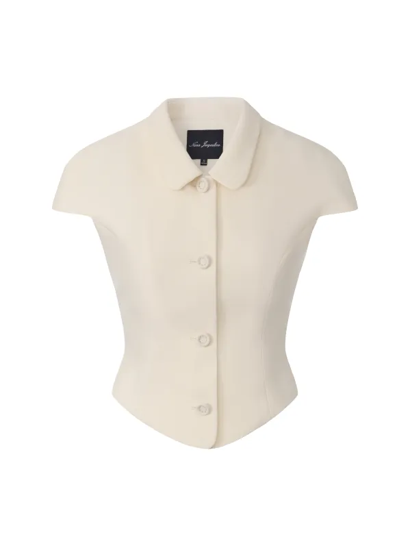 Alina Waist-Cinched Champagne Top made by Nana Jacqueline