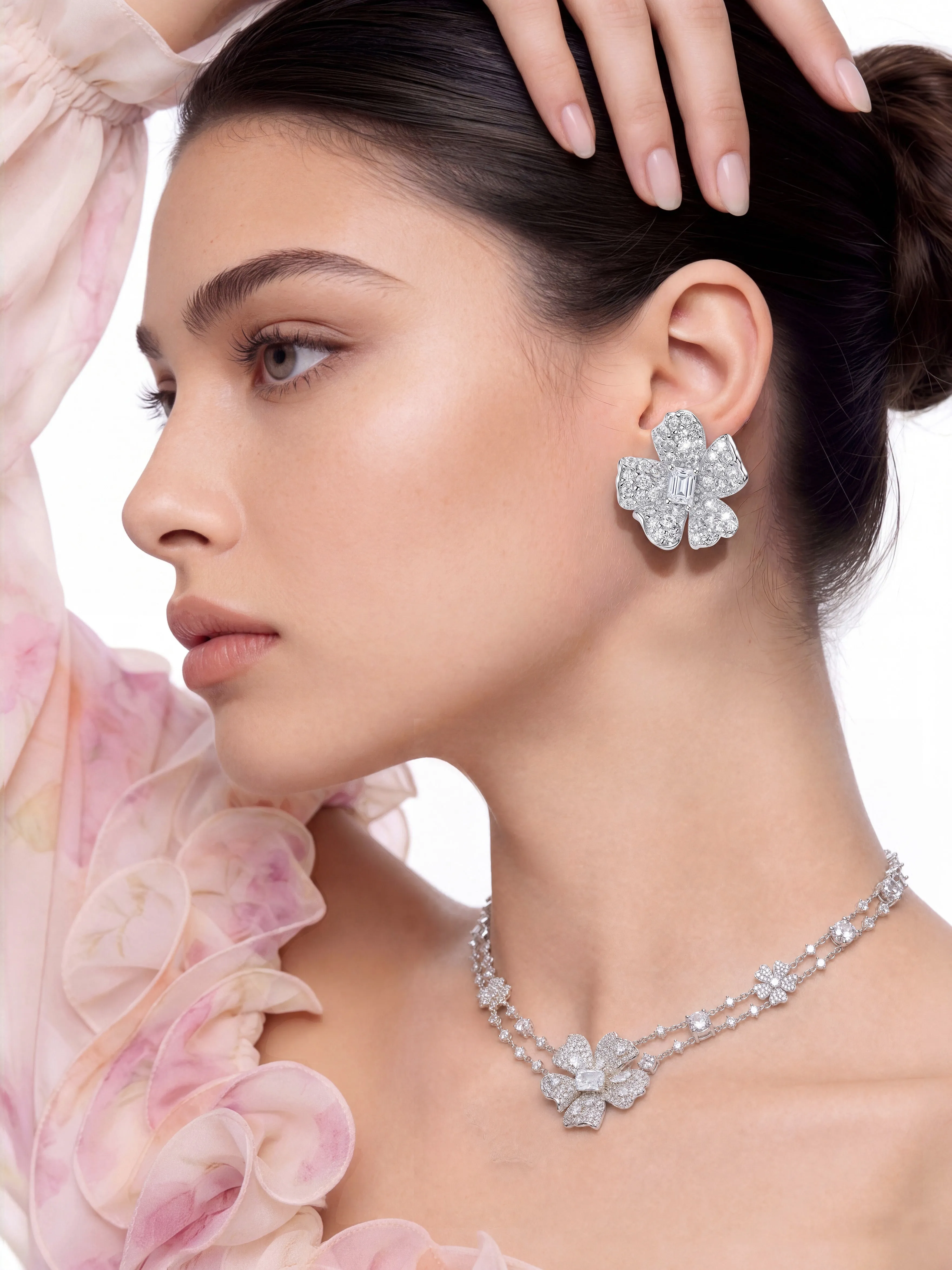 Zariah Floral White Necklace sold by Nana Jacqueline product image thumbnail 2