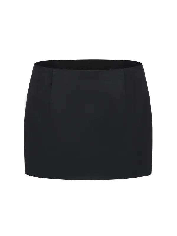 Ayla Satin Black Mini Skirt made by Nana Jacqueline