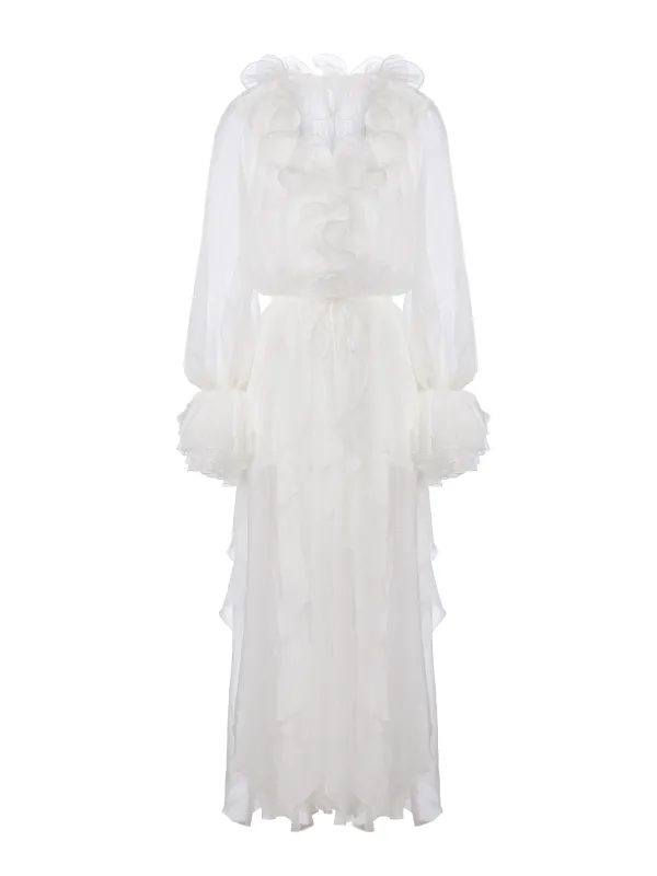 Capri Ruffle White Dress made by Nana Jacqueline