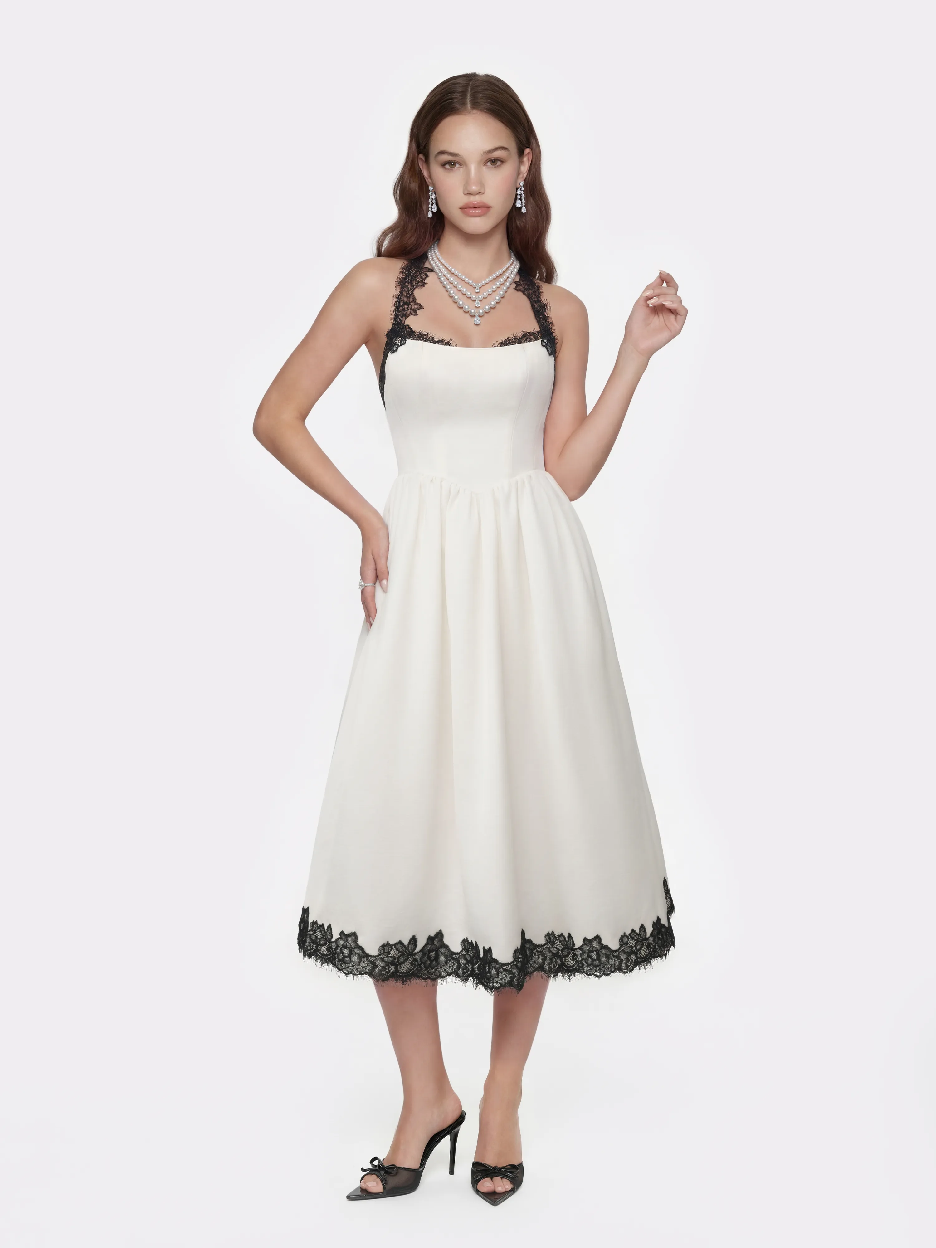 Chantal Lace Halter Ivory Acetate Dress (Final Sale) sold by Nana Jacqueline