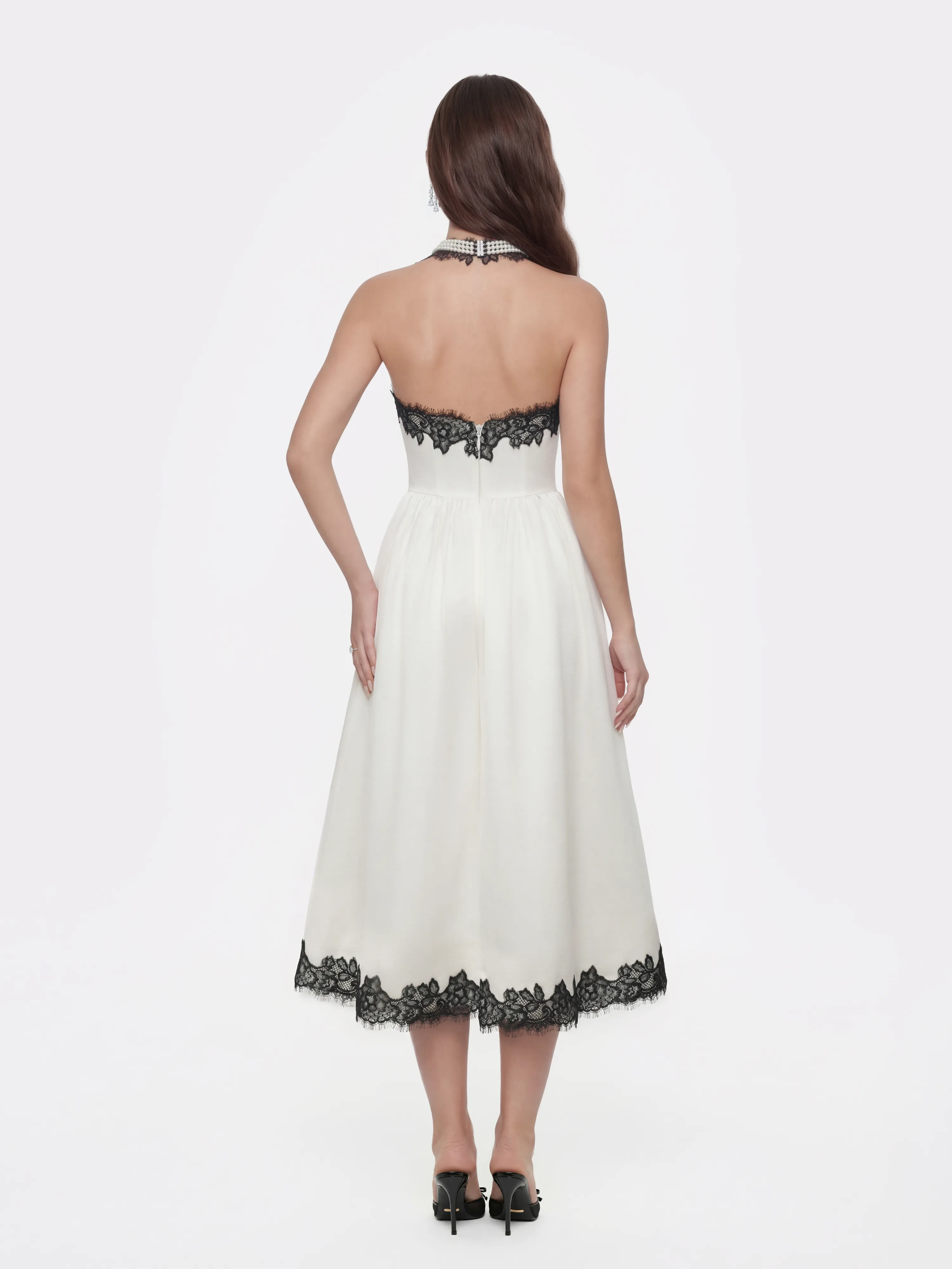Chantal Lace Halter Ivory Acetate Dress (Final Sale) sold by Nana Jacqueline product image thumbnail 5