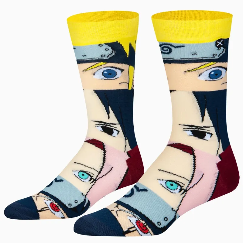 Naruto Faces Mash Up Men's Crew Socks sold by Odd Sox
