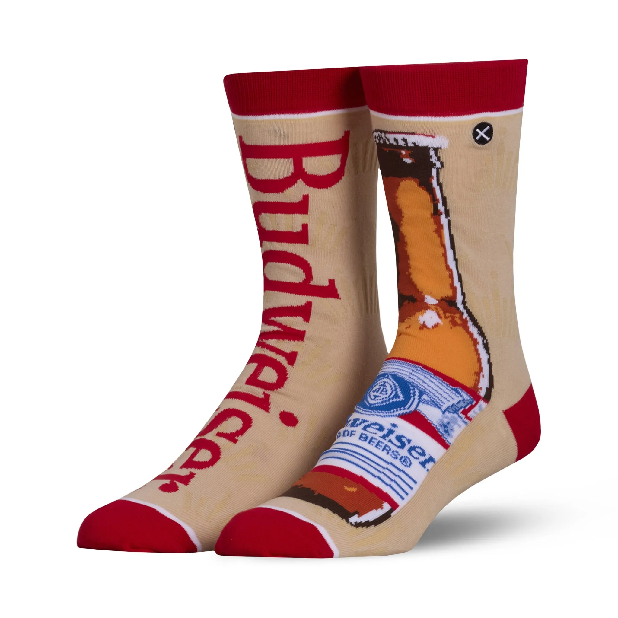 Budweiser Split Men's Crew Socks sold by Odd Sox