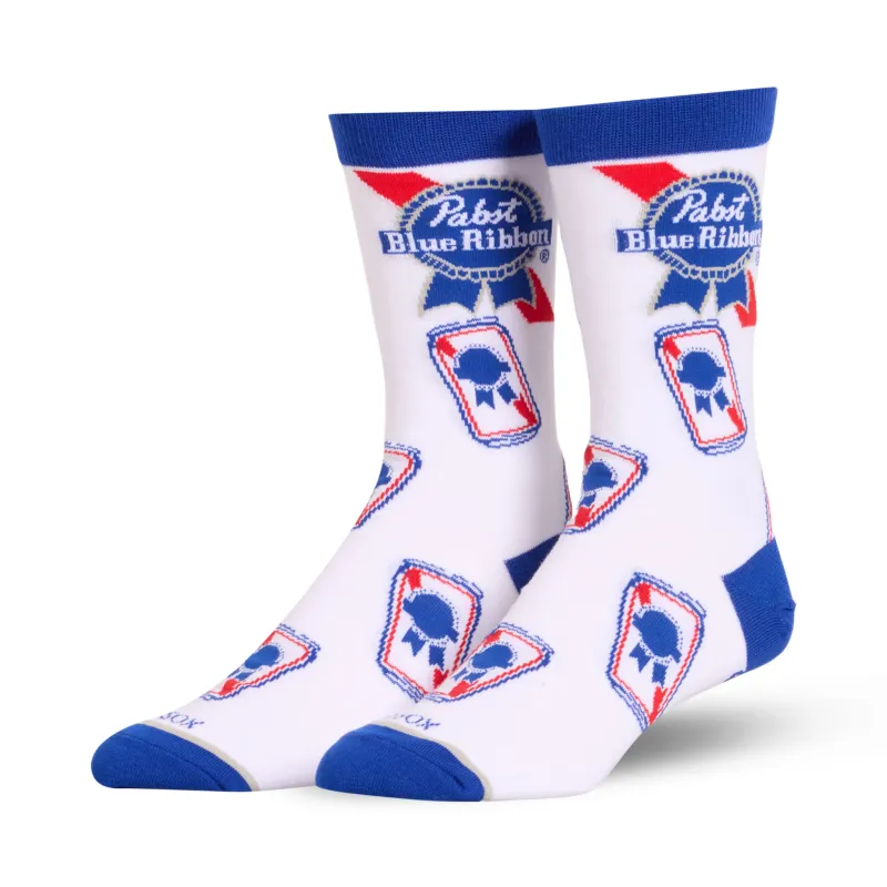 Pabst Blue Ribbon Cans Crew Socks sold by Odd Sox
