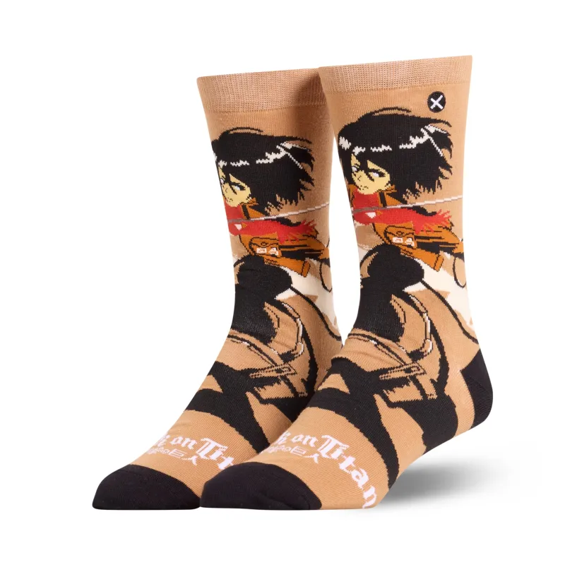 Attack On Titan Mikasa Ackerman Men's Crew Socks sold by Odd Sox
