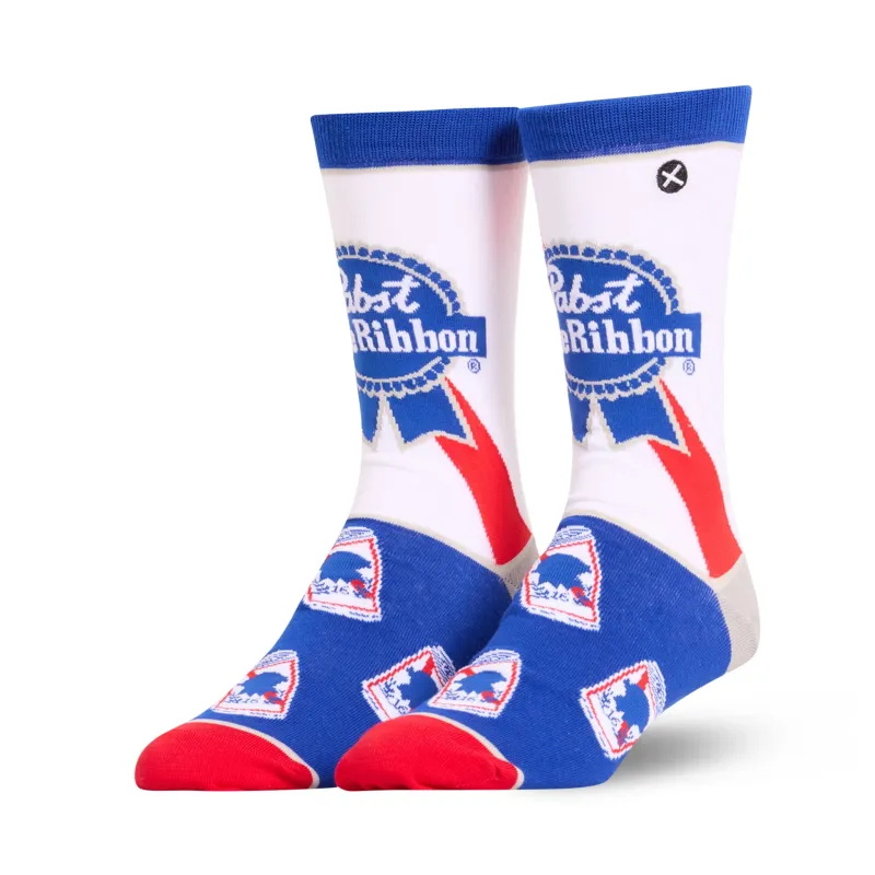 Pabst Blue Ribbon Men's Crew Socks sold by Odd Sox